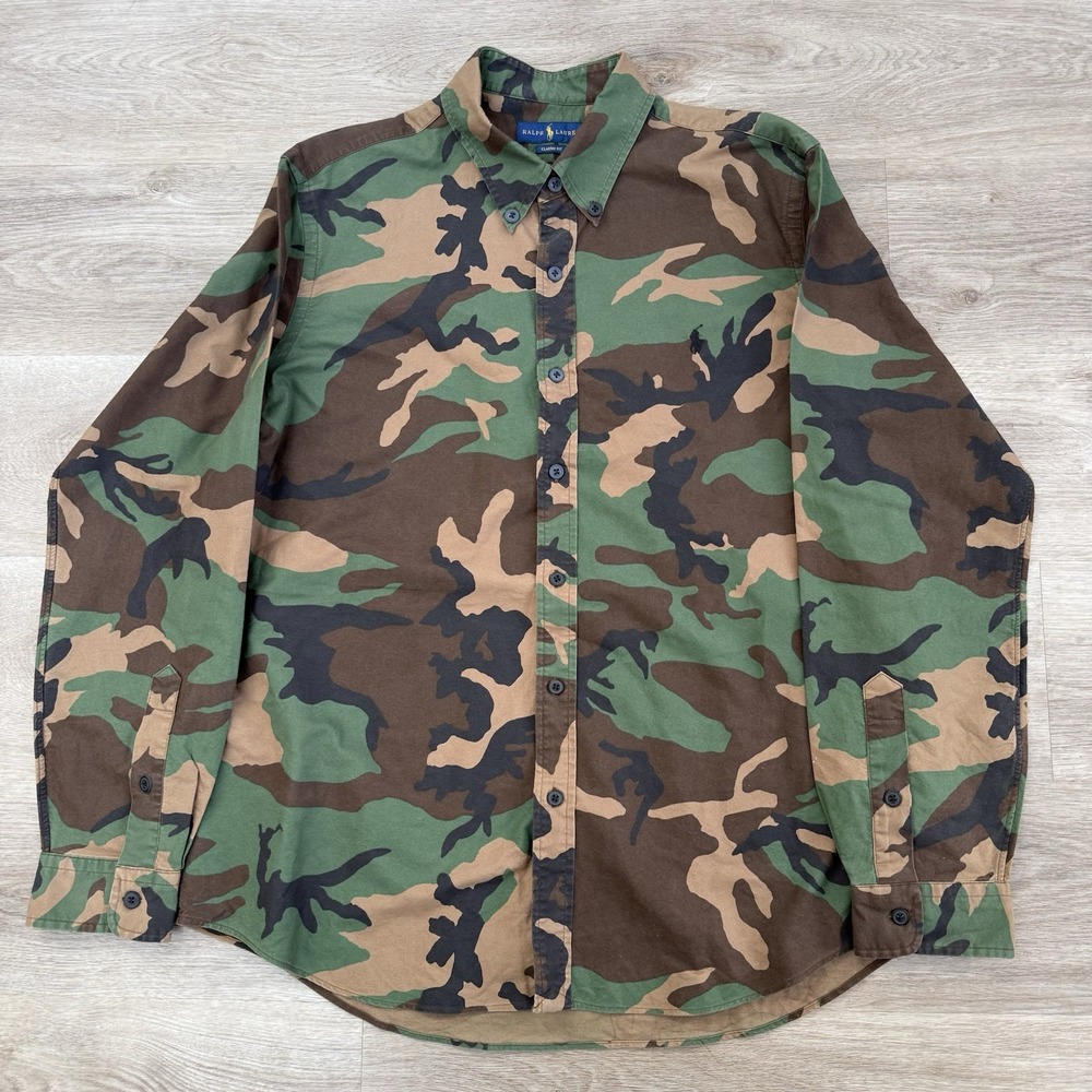 Polo Ralph Lauren Long Sleeve Classic Fit Oxford Button Down Shirt Camouflage XL